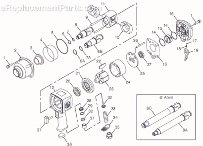 Page A Diagram and Parts List for CP7763 8941077630 Chicago Pneumatic Wrench